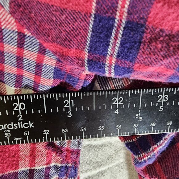 JACKS GIRLFRIEND Red Plaid Flannel Snap Front Top Long Sleeve Stretch Large - Picture 4 of 5